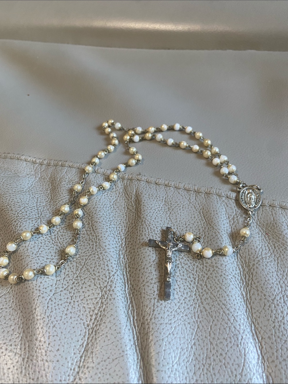 Classic Pearl Rosary White made in Italy